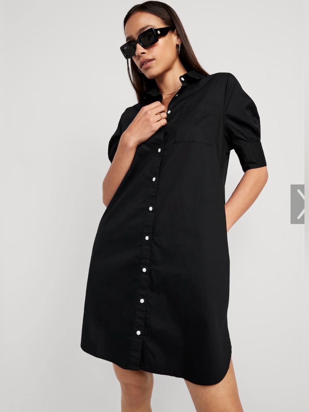 Old Navy Black Button-Front Shirt Dress